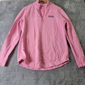 Vineyard Vines Pink Slub‎ Knit Quarter Zip Pullover Sweater Small